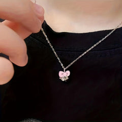 Sweet Bell Bow Necklace Women Pendant Girlfriend Gift