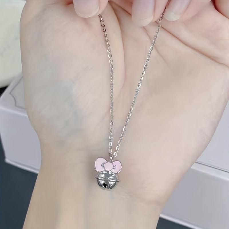 Sweet Bell Bow Necklace Women Pendant Girlfriend Gift