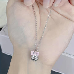 Sweet Bell Bow Necklace Women Pendant Girlfriend Gift