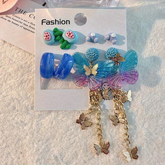 4pcs Flower Butterfly Cloud Acrylic Earrings Set