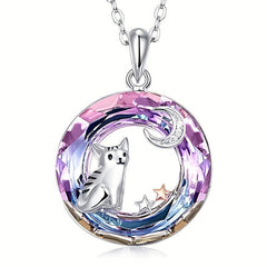 Purple Circle Cat Necklace Pendant Full of Holiday Cheer