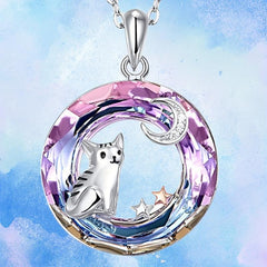 Purple Circle Cat Necklace Pendant Full of Holiday Cheer