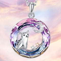 Purple Circle Cat Necklace Pendant Full of Holiday Cheer