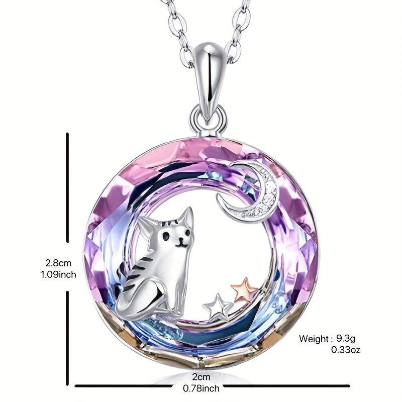 Purple Circle Cat Necklace Pendant Full of Holiday Cheer