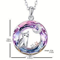 Purple Circle Cat Necklace Pendant Full of Holiday Cheer