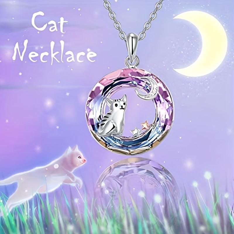 Purple Circle Cat Necklace Pendant Full of Holiday Cheer