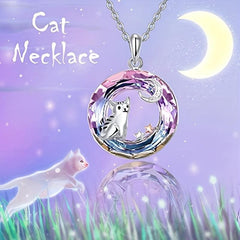 Purple Circle Cat Necklace Pendant Full of Holiday Cheer