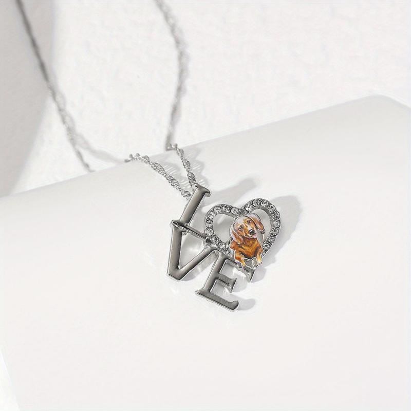 Love Letter Dog Pendant Necklace For Women Pet Memorial Jewelry