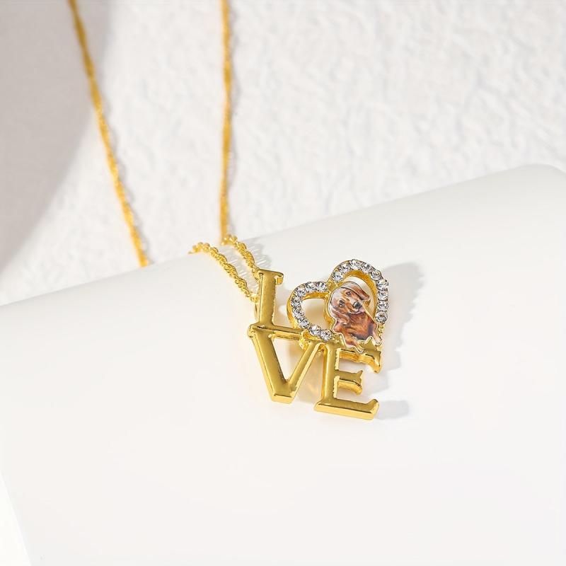 Love Letter Dog Pendant Necklace For Women Pet Memorial Jewelry