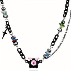 Little Ghost Monster Metal Chain Necklace For Men And Women
