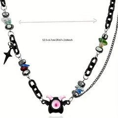 Little Ghost Monster Metal Chain Necklace For Men And Women