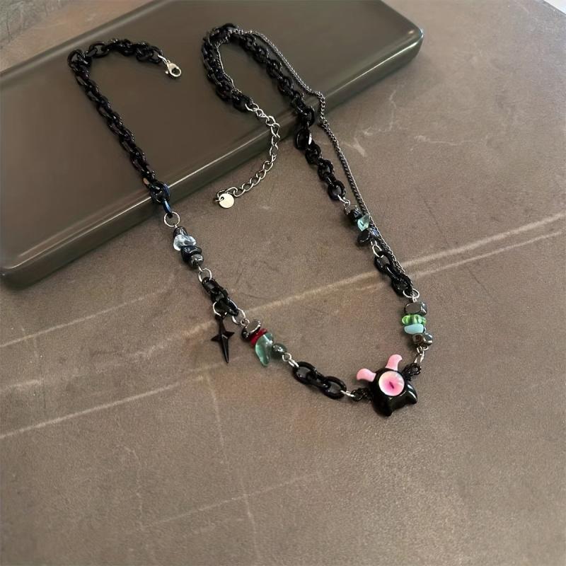 Little Ghost Monster Metal Chain Necklace For Men And Women