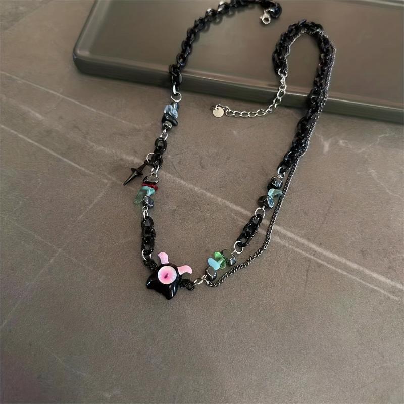 Little Ghost Monster Metal Chain Necklace For Men And Women