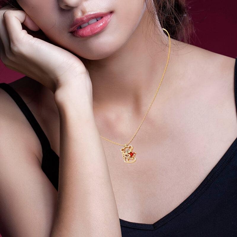 Bear Pendant Necklace Animal Jewelry Women Necklace