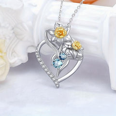 Sunflower Gemstone Pendant Necklace Women's Jewelry Gift