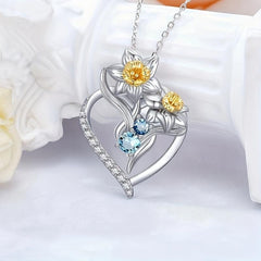 Sunflower Gemstone Pendant Necklace Women's Jewelry Gift