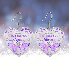 Purple Butterfly Heart Glass Pendant Earrings Graduation Gift