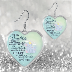Elephant Pattern Light Green Glass Pendant Earrings