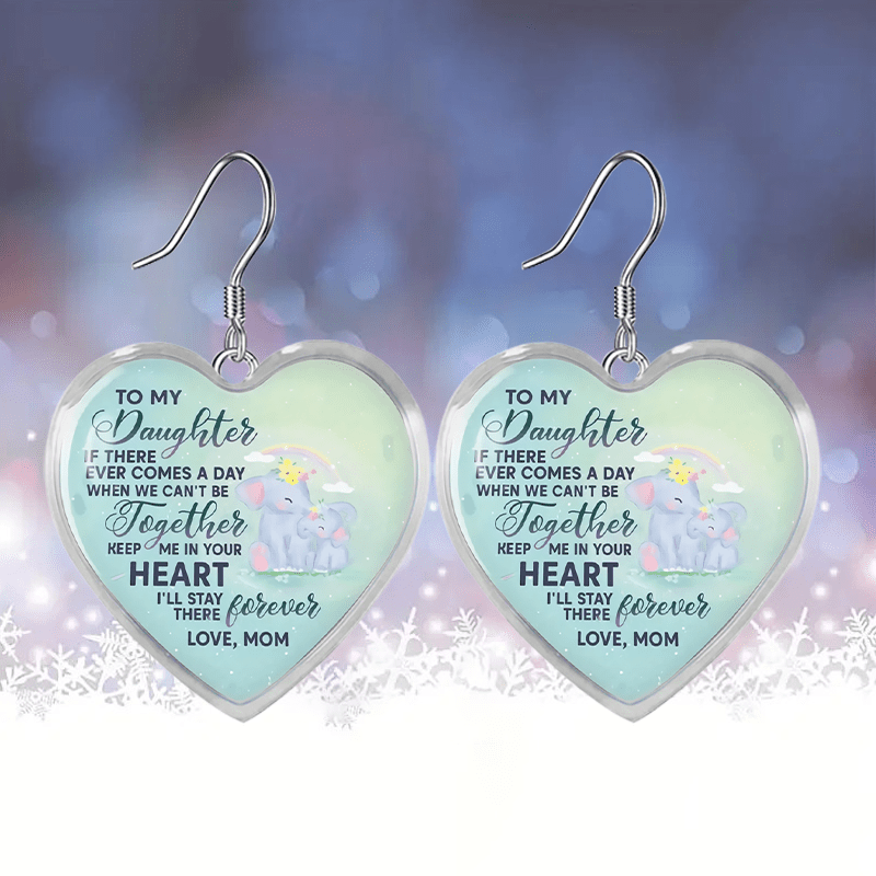 Elephant Pattern Light Green Glass Pendant Earrings