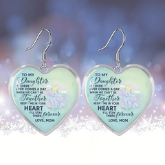 Elephant Pattern Light Green Glass Pendant Earrings