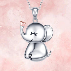Baby Elephant Pink Heart Necklace Gift for Women and Girls