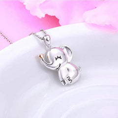 Baby Elephant Pink Heart Necklace Gift for Women and Girls