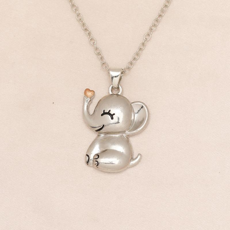 Baby Elephant Pink Heart Necklace Gift for Women and Girls