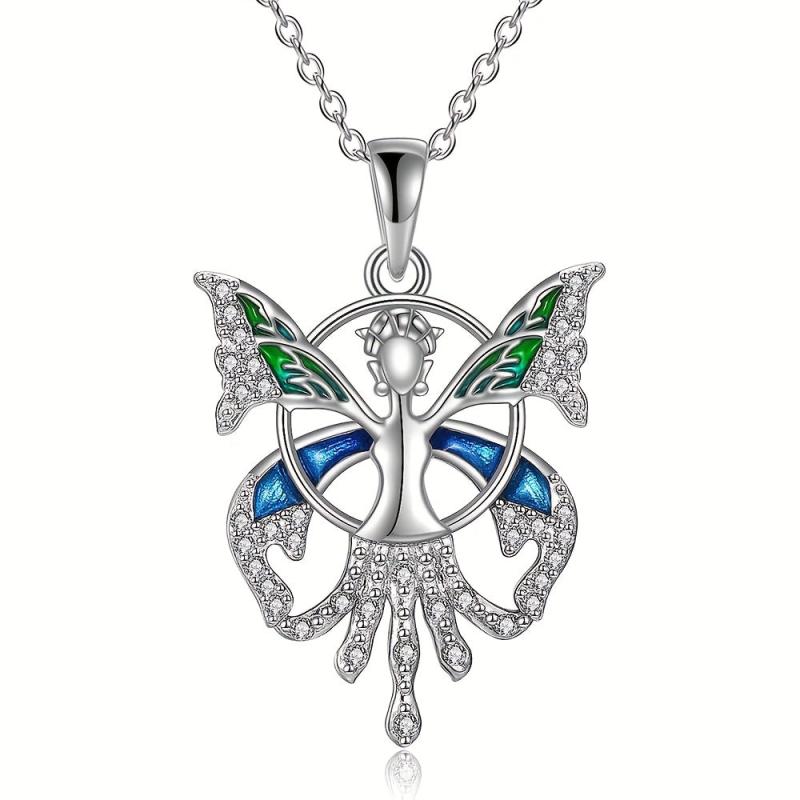 Butterfly Elf Pendant Necklace And Butterfly Elf Necklace