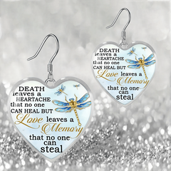 Dragonfly Heart Glass Pendant Earrings for Girls