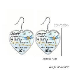 Dragonfly Heart Glass Pendant Earrings for Girls
