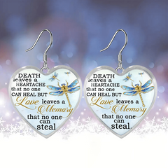Dragonfly Heart Glass Pendant Earrings for Girls