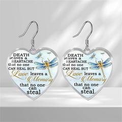 Dragonfly Heart Glass Pendant Earrings for Girls