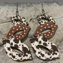 Cowboy Hat Boots Mushroom Earrings Leopard Print Big Lips Party Decoration