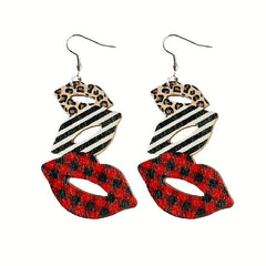 Cowboy Hat Boots Mushroom Earrings Leopard Print Big Lips Party Decoration