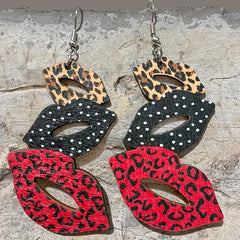 Cowboy Hat Boots Mushroom Earrings Leopard Print Big Lips Party Decoration