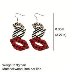 Cowboy Hat Boots Mushroom Earrings Leopard Print Big Lips Party Decoration