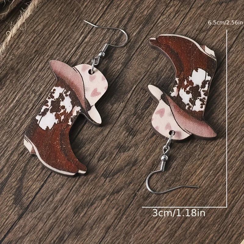 Cowboy Hat Boots Mushroom Earrings Leopard Print Big Lips Party Decoration
