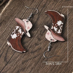 Cowboy Hat Boots Mushroom Earrings Leopard Print Big Lips Party Decoration