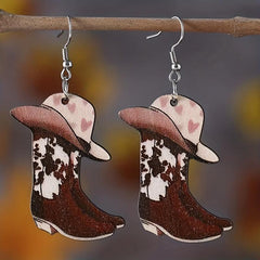 Cowboy Hat Boots Mushroom Earrings Leopard Print Big Lips Party Decoration