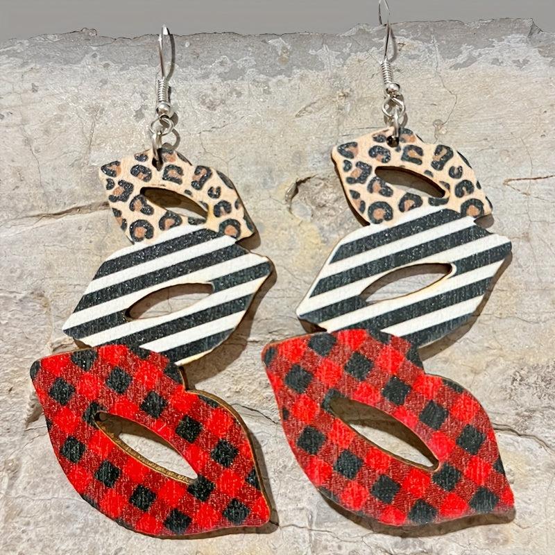 Cowboy Hat Boots Mushroom Earrings Leopard Print Big Lips Party Decoration