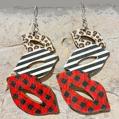 Cowboy Hat Boots Mushroom Earrings Leopard Print Big Lips Party Decoration