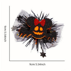 2pcs Gauze Halloween Hairpin Headdress Party Decoration Spider Pumpkin Clip