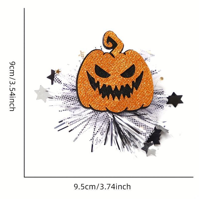 2pcs Gauze Halloween Hairpin Headdress Party Decoration Spider Pumpkin Clip