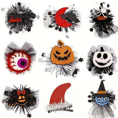 2pcs Gauze Halloween Hairpin Headdress Party Decoration Spider Pumpkin Clip