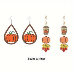 Halloween Cat Maple Leaf Ghost Pumpkin Bat Earrings