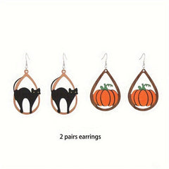 Halloween Cat Maple Leaf Ghost Pumpkin Bat Earrings