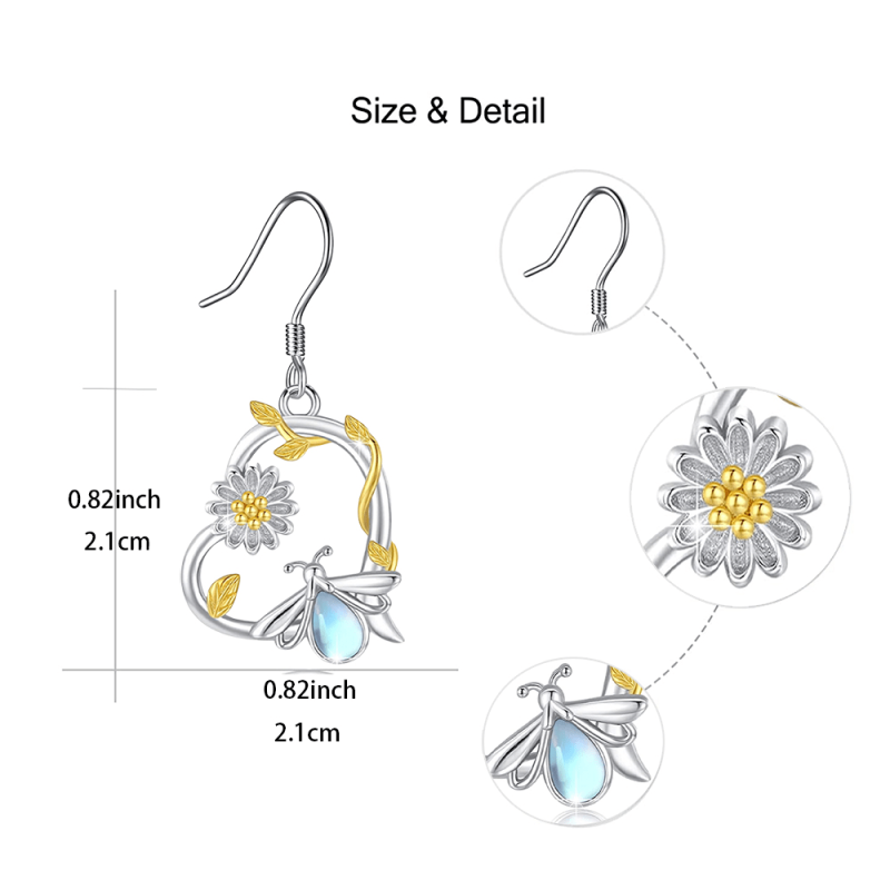 Sunflower Ladybug Heart Earrings Ladies Girls Birthday Christmas Gift