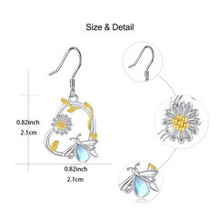 Sunflower Ladybug Heart Earrings Ladies Girls Birthday Christmas Gift