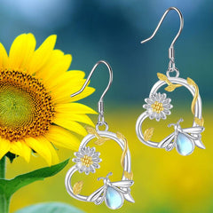 Sunflower Ladybug Heart Earrings Ladies Girls Birthday Christmas Gift