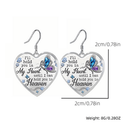 Gemstone Butterfly Glass Earrings - Heart Shaped Pendant